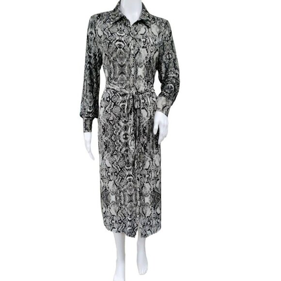 INC International Women's M Snake-Print Belted Shirtdress,Created for Macy's - Picture 3 of 13